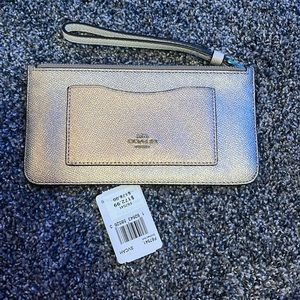 Coach Skinny metallic wristlet multi color